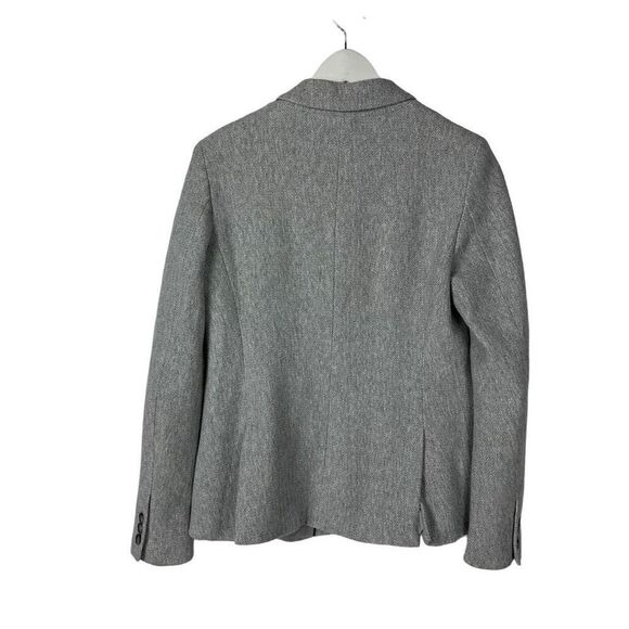 Loft Gray Herringbone Blazer size 4 Notch Collar One Button - Picture 2 of 7